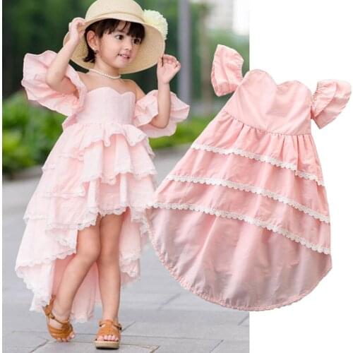 Baby dress for girls short Sleeve Lace Off Shoulder Party Wedding Pageant Princess dress vestido clothes dresses for girls CF