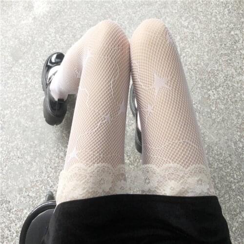 Medias Lolita Star White Tights Sexy Women Lingerie Girl Friend Mesh Pantyhose Gothic Japanese Cosplay JK Fishnet Body Stockings
