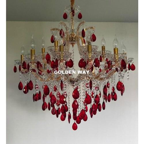 Free Shipping Clear Golden Crystal Chandelier Lamp Luster Cristal Pendent Light Fixture E14 LED AC Candle Lamp 100% Guaranteed