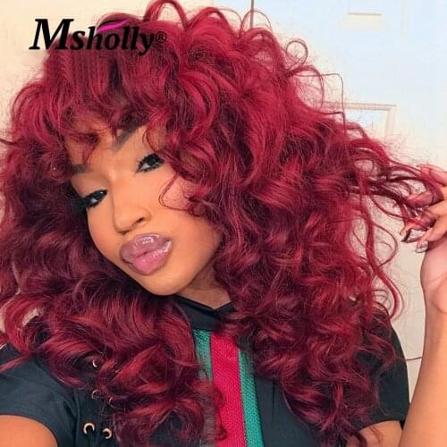 Transparent 4x4 Lace Front Wig Natural Black Red Human Hair Wigs With Bangs Ombre Brown Human Hair Wig Brazilian Remy Wigs 8-20