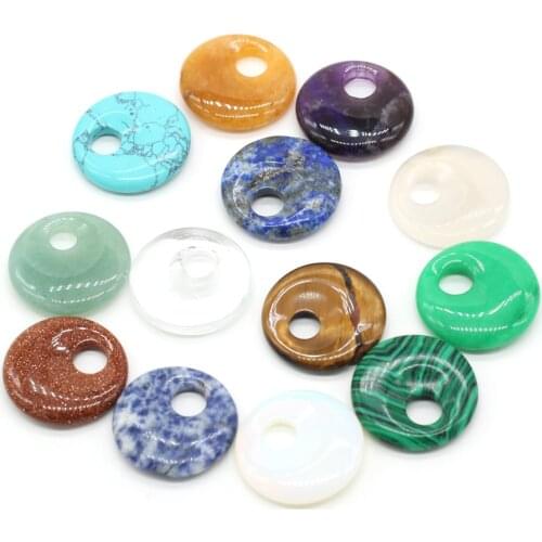 Natural Stone Beads Round Crystal Agates Amethysts Stone Pendant Charms Accessories For Jewelry Making Women Necklace Bracelet