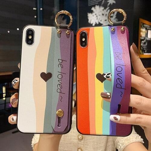 Rainbow Be Love Wrist Strap Case For Huawei P40 P30 P20 Pro Nova 8 Pro 6 7 SE Pro 3i 4 4E 5 5i Phone Holder Silicone Cover Capa