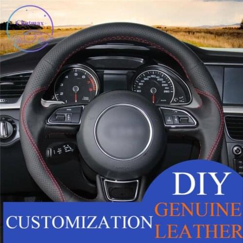 For Audi Audi A1 A3 A5 A7 car steering wheel cover black leather DIY new style anti-slip design all season