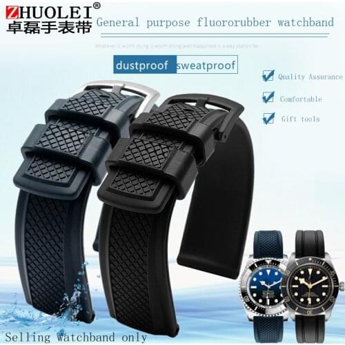 Fluororubber watch strap is suitable for Omega Rolex Water Ghost King Seiko Waterproof Silica Gel Chain 19 22mm Mens Watch