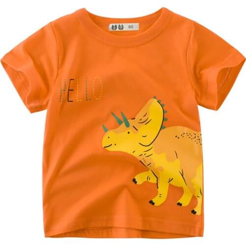Boys T-Shirts Cute Fun Triceratops Girls Tops Summer 2018 Kids Clothes 100% Cotton Children Short Sleeve Tshirts Baby Shirts