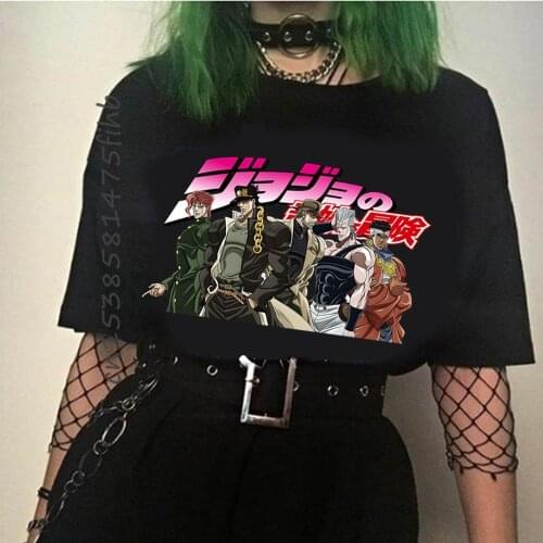 Funny Japan Anime Jojo Bizarre Adventure T Shirt Woman Couple T-Shirt Funny Cartoon Top Tee Female
