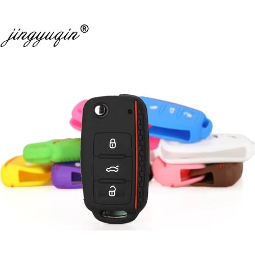 Jingyuqin 30X Car Key Cover Case Shell Fob for VW Bora POLO GOLF Passat Silicone Key Case 3 Button Remote Key Car Styling
