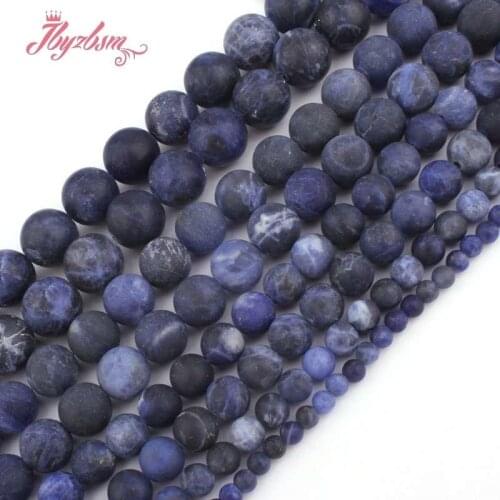 4,6,8,10,12mm Round Frosted Matte Blue Sodalite Natural Stone Beads For DIY Necklace Bracelet Jewelry Making 15" Free Shipping