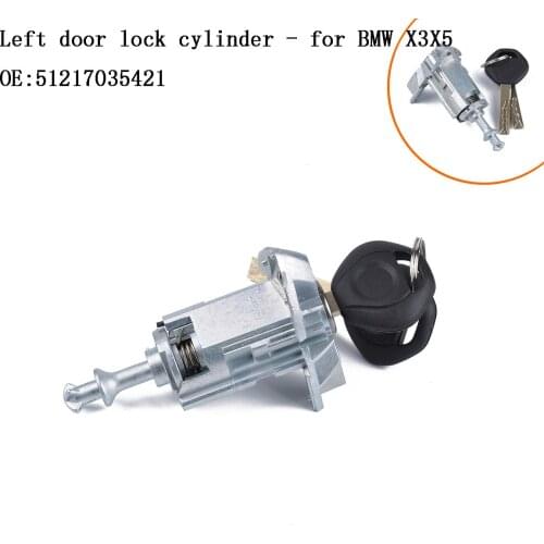 Left Drivers Door Lock Cylinder Assembly with 2 Keys for BMW X5 E53 2000-2006 for BMW X3 E83 F25 2003-2010