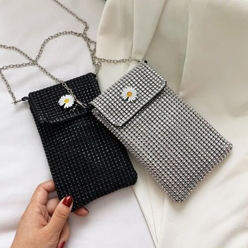 Bling Rhinestones Small Shoulder Bag For Women 2020 Chain Bag Lady Girls Mobile Phone Pouch Evening Party Clutch Crossbody Bag
