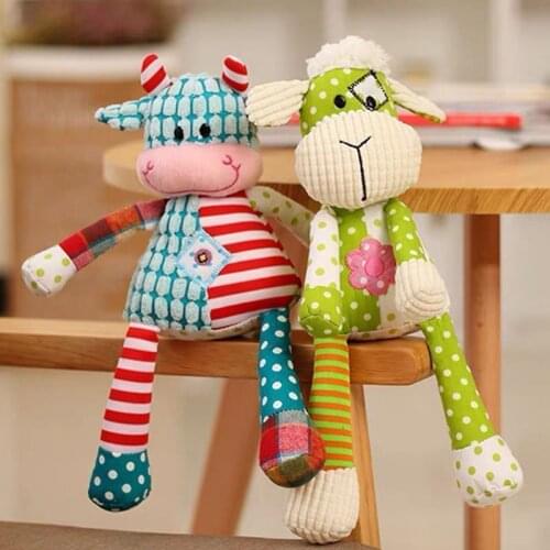 Cute lamb, cow, chicken, animal parent-child interactive game, baby can chew on plush toy doll to sleep and comfort baby