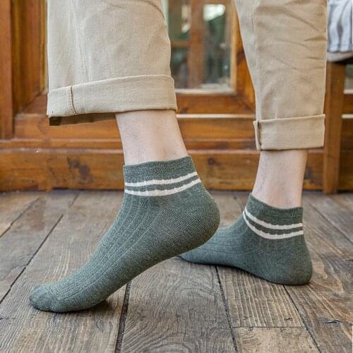 Mens Socks Comfortable Breathable Spring/Summer Boat Socks Cotton Mens Short Ankle Socks Striped Style Casual Socks Invisible
