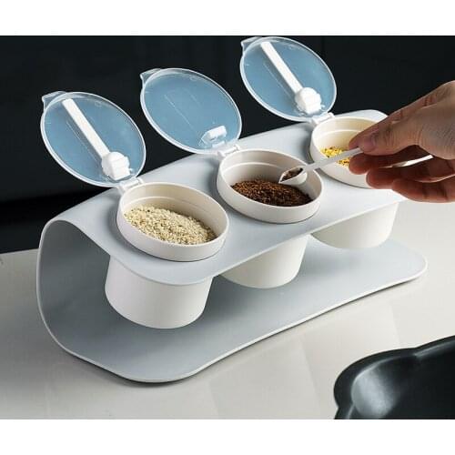 Seasoning Box Set Kitchen Household Three Compartment Combination Multi Functional Condiment Storage Box