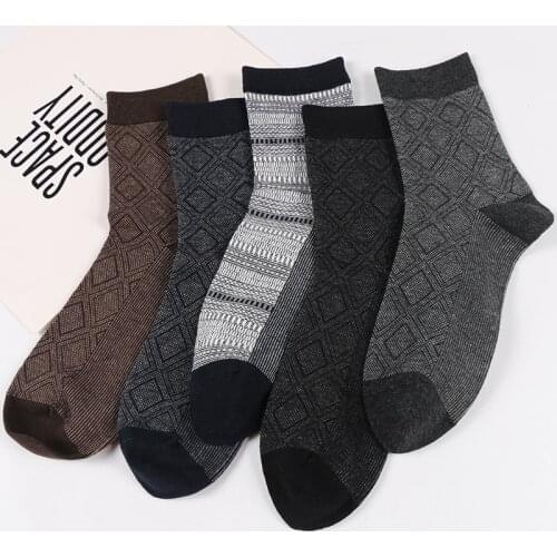 DONG AI 1 Pairs Men Cotton Crew Socks Plaid Male Patchwork Colors Classic Business Mens Sock Dress Sox Man Meias Autumn Winter