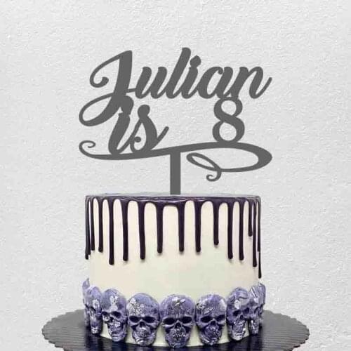 Personalized Birthday Cake Topper Custom Name Age Julian is 8 ,Kids Birthday Party Cake Decoration Topper