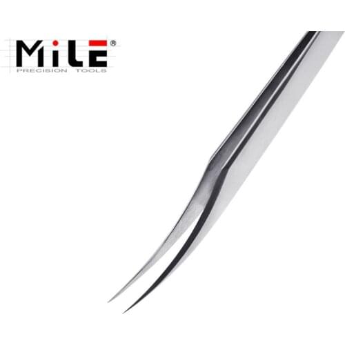 MILE Curved Tweezers Eyelash Extension Forceps Curved Tips for Nail Art Rhinestones Gem Decor Picking Hand Tools