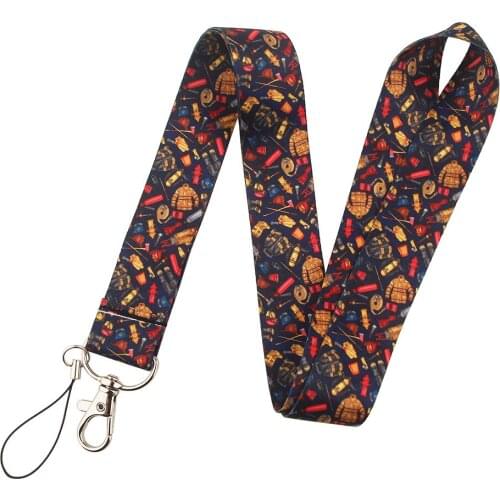 Firefighter Theme Lanyards Keychain Keep Calm and Stay Safe Quote Fireman Neck Straps Key Chain Mobile Phone Webbing Hang Rope