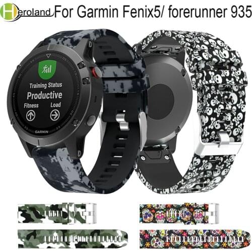 Watch band strap For Garmin Fenix 5 forerunner 935 Quick Release 22mm Printed Silicone Replacement Wrist Band Easyfit strap