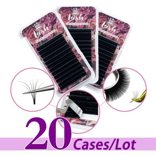 20case/lot Fashional style easy fanning blooming lash trays matte faux silk self fan easy flower eyelashes extensions