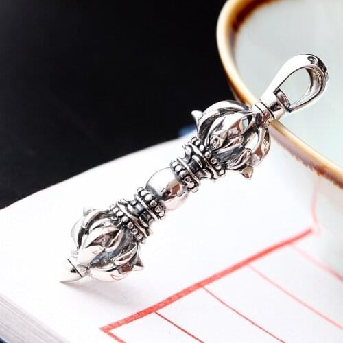 Silverware Authentic S925 Sterling Silver Men And Women Pendant Retro Thai Silver Pendant Down Demon Pestle Silver Pendant