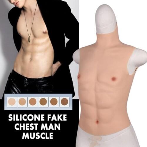 Silicone Artificial Fake Chest Man False Muscle Hunk Costume Halloween Man Artificial Simulation Cosplay Party Dress Party