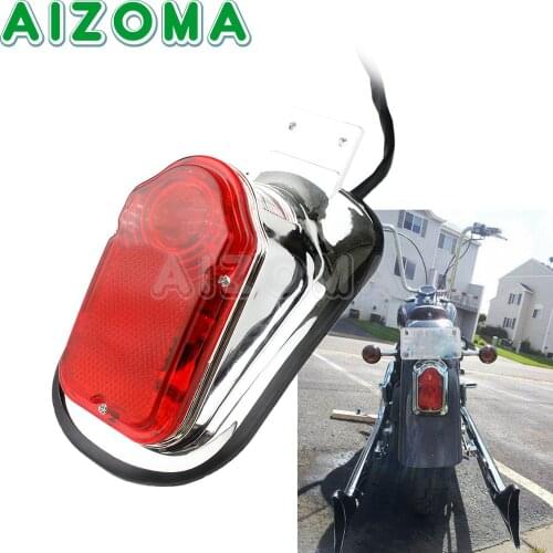 Motorcycle Tombstone Style Brake Stop Taillight w/ License Plate Rear Lights Bracket For Harley Chopper Bobber Electra Glide FLH
