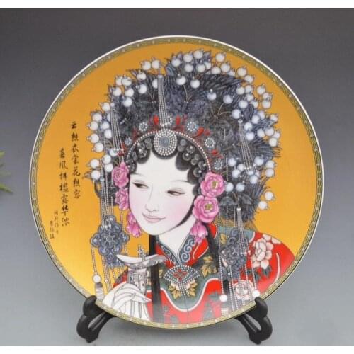 Chinese Style Opera Characters Dishes Home Decoration Plate Creative Crafts Living Room Office Table Furnishing Retro Home Gift
