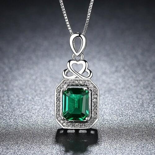 VAKKI Green Square Stone Crystal Zircon Collares Necklace for Women Gift Pendant Jewerly