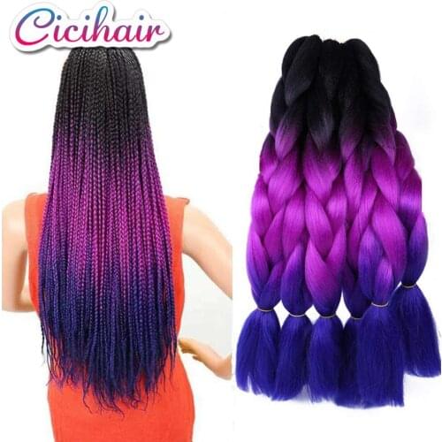CICIHAIR Synthetic Jumbo Braids 100g 24Inch Support Wholesale Color High Temperature Fiber Ombre Hair Extensions DIY Hair Braids