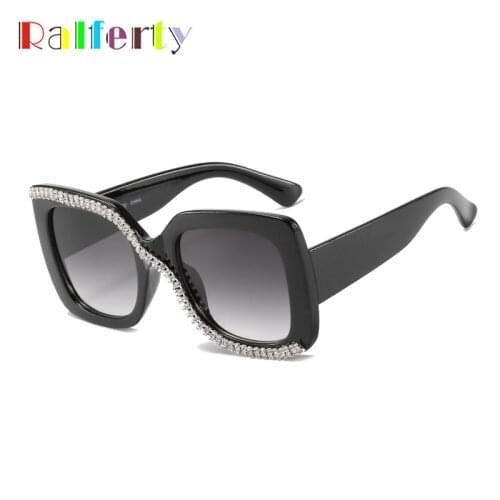 Ralferty Square Womens Sunglasses Luxury Brand Designer Glasses for Women 2021 Black Gradient Shades oculos feminino Y10690