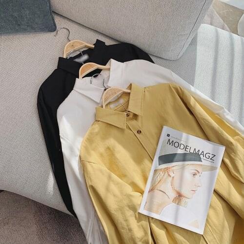 2021 Women Yellow Blouses and Shirts Tops Za Woman Sweater Clothing Elegant Tunic Dress Denim Long Sleeve Korean Spring Jackets