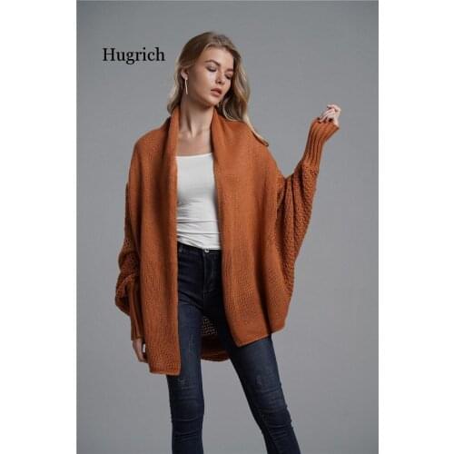 Oversized Sweater Cardigan Female Clothes Patchwork Batwing Sleeve Long Cardigans Women Winter Jacket Coat Big Sizes