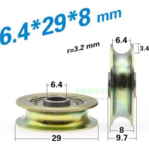 1pcs 6.4*29*8mm bearing pulley with U groove, wire rope guide wheel, 626zz non-standard rolling wheel/mechanical iron wheel