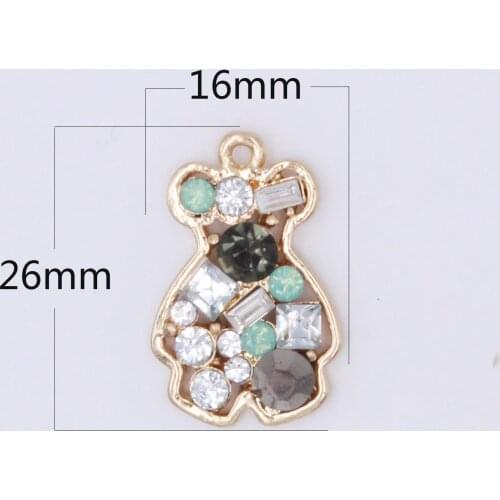 10pcs/lot Crystal Colorful Pearl Bear Rhinestone Dangle Handmade Charms Pendant DIY for Bracelet Necklace Bag