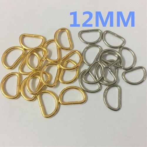 100pcs/Lot Metal Gold /Silver/antique bronze D-Rings Buckles Inner Width 12MM adjustable buckles DIY accessories shoes bag webbi