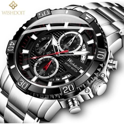 2021 New Fashion Black Mens Watches Top Brand Luxury Clock Sports Chronograph Waterproof Quartz Watch Men Relogio Masculino