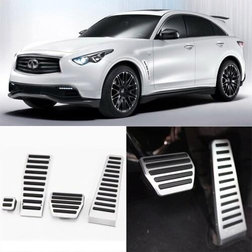 4pcs Aluminium Non Slip Foot Rest Fuel Gas Brake Pedal Cover For Infiniti FX AT 2008-2013