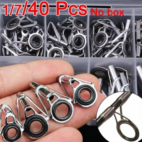40/7Pcs Mixed Size Fishing Rod Guides Rings Repair Kit DIY Guides Eye Stainless Steel Ring Rod Pole for Fishing Tackle Tools