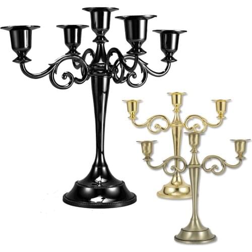 5/3Arms Metal Candle Holders Candlelight Dinner Wedding Dining Table Decorations European Retro Candlestick Rack Candelabra