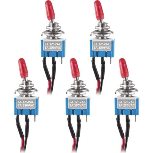 5pcs Toggle Switches ON OFF SPST 3v/5v/12v/24v/72v/110v/220v/240v/ mini Toggle Switches With Pre Bonding Wire