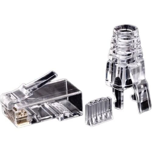 50Pcs Cat6 RJ45 Connector UTP Cable Ethernet Jack 8P8C Network CAT 6 Modular Plugs with 6.5mm RJ45 Caps