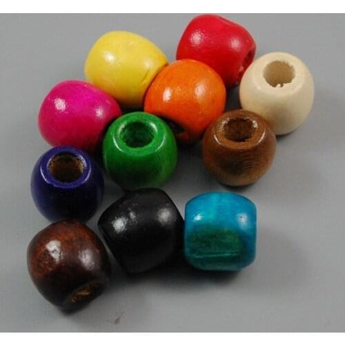 50pcs/pack Wooden Beads Printed Wood Loose Beads Assorted Natural Wooden Bead Colored Wooden Beads for Jewelry Making DIY Crafts