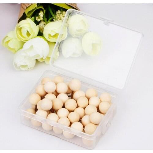 594F 60 Pcs Round Wooden Thumbtack Creative Decorative Drawing Push Pins Wood Head