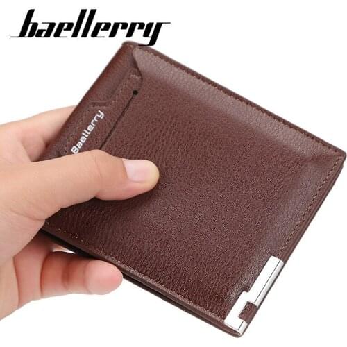 Baellerry Mens Wallet 2021 Male Luxury Design Purse Bifold Short Wallets PU Leather Wallet Business Card Holder Male Coin Purses