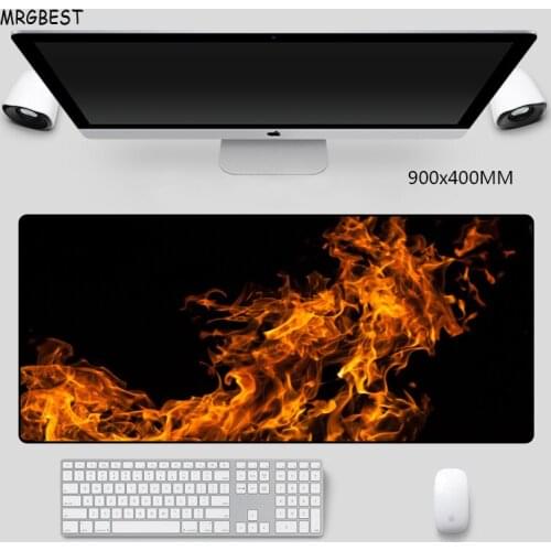 MRGBEST Large Mouse Pad Fire Picture Non-slip Optional Thickness Rubber with Locked Edge Wrist Mats for Gamer or Office Worker