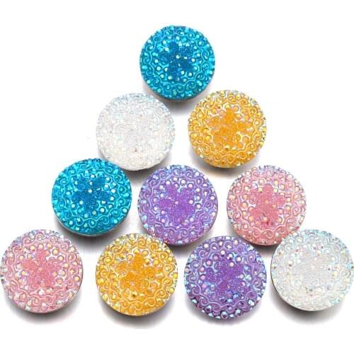 10pcs/lot New Snap Jewelry Mixed Shinny Resin Snap Buttons Flower Charms Fit Ginger 18mm Snap Bracelet for Women Button Jewelry