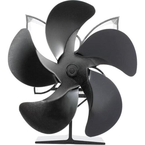 Black Fireplace 5 Blades Aluminum Alloy Heat Powered Stove Fan Log Wood Burner Safe Home Fireplace Fan Efficient Heat Distributi