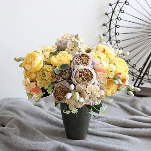 2020 latest 5 big head beautiful roses peony artificial silk flowers small bouquet flowers at home party spring wedding decorati