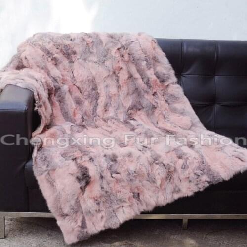CX-D-11G European Fur Throw Rugs Genuine Rabbit Fur Wholesale Blankets ~ DROP SHIPPING