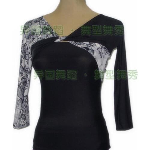 Exotic dance, ballroom dance, Latin dance, front and back tie, mixed color, seven point sleeves, Latin coat, T12043